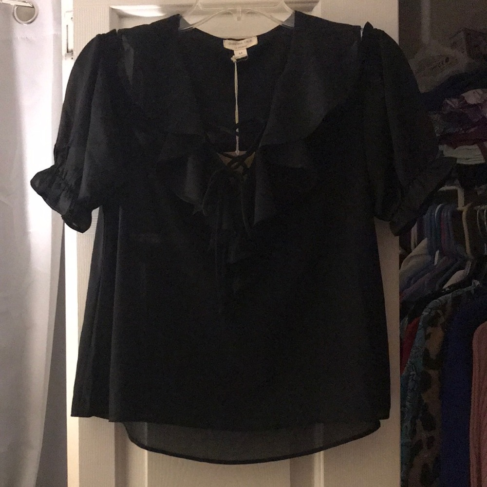Cold shoulder ruffle blouse
